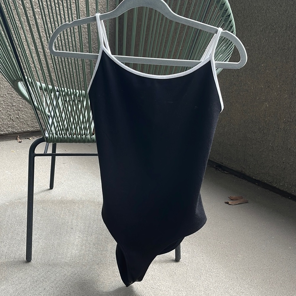 Black with white detail bodysuit
